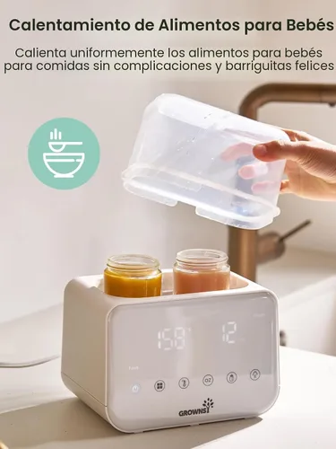 Vista 7 de Grownsy - Calentador de biberones rápido 10 en 1, control preciso de temperatura, con pantalla LCD, temporizador, descongelación, esterilización