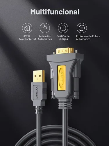 Vista 7 de UGREEN - Adaptador USB a serie DB9 macho de 9 pines de 3 pies, RS232 a cable USB con chipset PL2303, chaqueta de PVC, para Windows 11 10 8.1 8 7