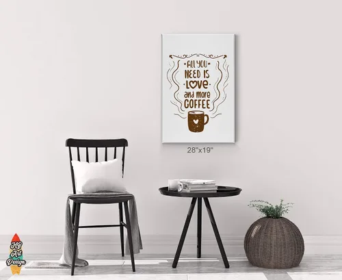 Vista 3 de Café Decor V44 - Lienzo decorativo para pared, diseño de cafeína