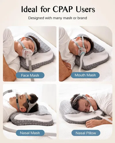 Vista 2 de Almohada para la apnea del sueño para usuarios de Cpap, almohadas ergonómicas ajustables de espuma viscoelástica para dormir de lado y espalda
