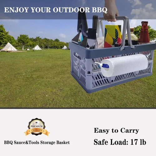 Vista 3 de Cesta de Almacenamiento de Salsa BBQ y Herramientas Rilltowpe: más conveniente para llevar herramientas de salsa BBQ al aire libre, en la playa