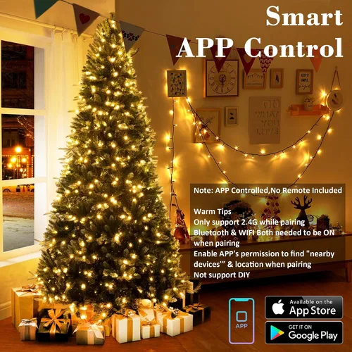 Vista 3 de Brizled Luces de Navidad inteligentes, 66 pies, 200 luces LED que cambian de color, aplicación y control de voz, luces de árbol de Navidad