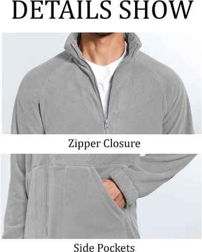 Vista 5 de Runcati Chaqueta de forro polar Sherpa para hombre, cremallera completa, cuello alto, casual, otoño, invierno, abrigo cálido para exteriores