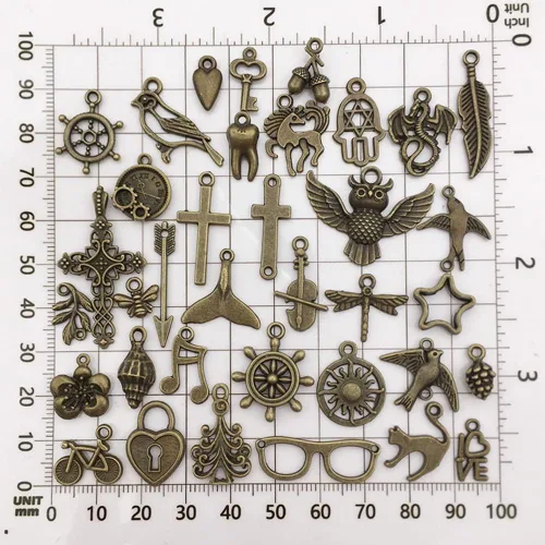 Vista 2 de 100 dijes de aleación mixta con anillos abiertos para manualidades, collares, pulseras, aretes, joyería