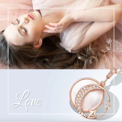 Vista 7 de Luna+ Collar con colgante de plata de ley 925 con media luna y media luna, circonita cúbica para mujeres y niñas, Plata esterlina, Circonia cúbica
