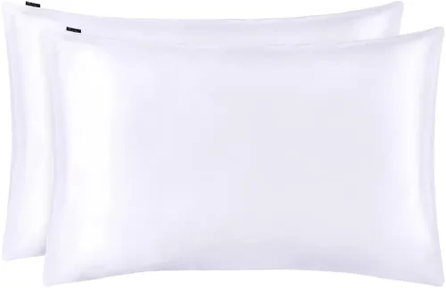 Vista 12 de LILYSILK Juego de 2 fundas de almohada de seda estándar de lujo en ambos lados Real 19 Momme Mulberry Charmeuse Negro Estándar
