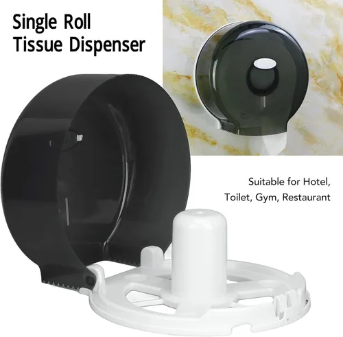 Vista 7 de Dispensador de papel higiénico de un solo rollo, dispensador de papel higiénico comercial jumbo para montaje en pared, dispensador de papel