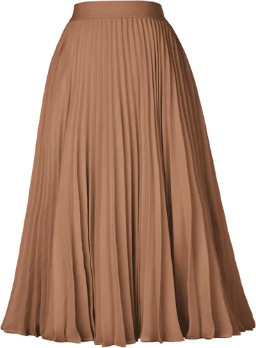 Vista 132 de GRACE KARIN - Falda plisada de gasa para mujer, con cintura alta y elástica, vuelo, corte acampanado y longitud por debajo de la rodilla