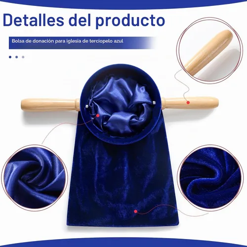 Vista 2 de Tioncy Juego de 2 bolsas para ofrendas de diezmos de iglesia con asas de madera, bolsa de colección de iglesia con asas para suministros de comunión