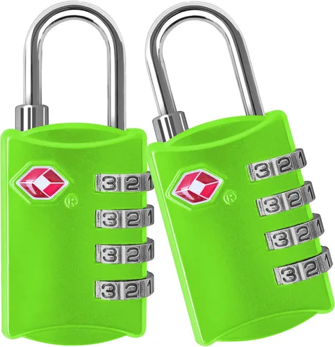 Vista 10 de Cerraduras de equipaje aprobadas por la TSA (paquete de 1), cerraduras TSA de 4 dígitos para equipaje, taquilla, maleta, mochila, bolsa escolar