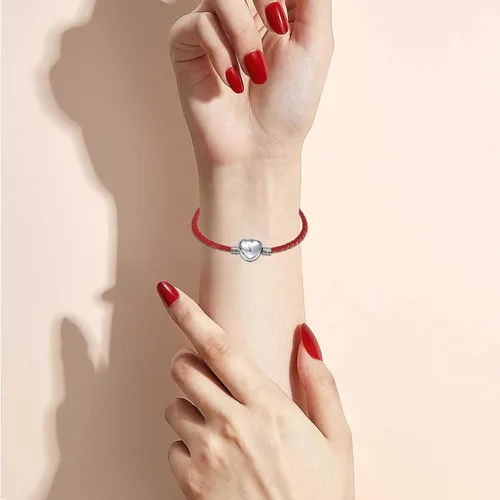 Vista 3 de KunBead Pulseras de cuero con cierre de corazón para mujeres y niñas, para hacer joyas compatibles con abalorios Pandora