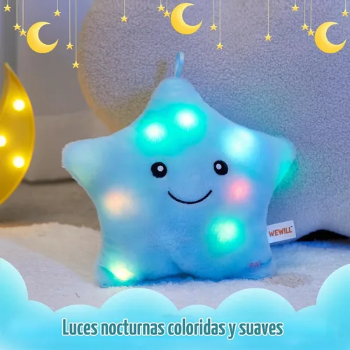 Vista 3 de WEWILL - Juguetes de peluche LED de 9 pulgadas, estrella brillante Azul
