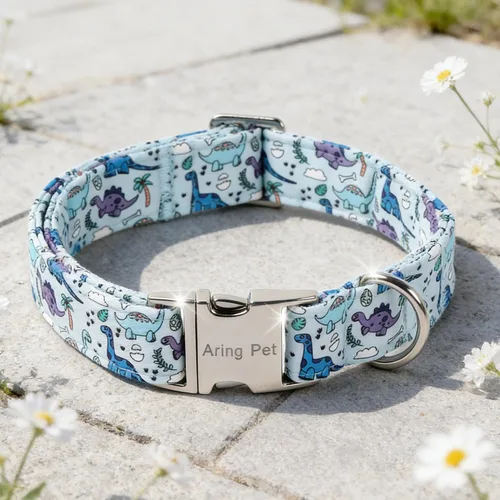 Vista 328 de Aring Pet Collar de algodón, ligero y ajustable, con hebilla de liberación rápida, para perros pequeños, medianos y grandes, para cachorros, S, Hoja