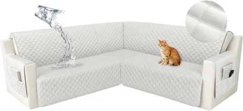 Vista 15 de HDCAXKJ Funda seccional de esquina impermeable para sofá de terciopelo en forma de L, fundas para sofá para mascotas, perros, suaves, resistentes