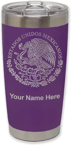 Vista 38 de LaserGram - Vaso personalizado de 20 onzas, bandera de México (negro)