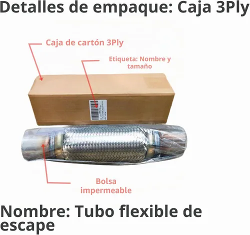 Vista 8 de Tubo Flexible de Escape SUISFLXGRO Universal Tipo 100% Acero Inoxidable Para Carga Pesada y Autos (1 PC, 2X8X12)