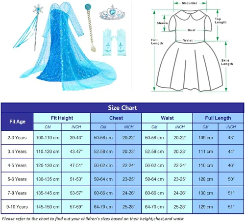 Vista 7 de Luxury Princess - Disfraz de princesa con capa larga brillante para niñas de 2 a 10 años para fiesta de cumpleaños