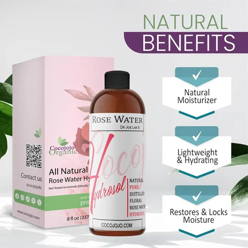 Vista 3 de Hidrosol de agua de rosas – 8 onzas y pulverizador – 100% natural puro vapor destilado búlgaro agua de rosas facial floral hidratante niebla