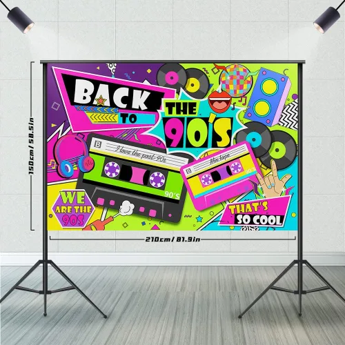 Vista 2 de Telón de fondo de regreso a los años 90 para decoraciones de fiesta, 7 x 5 pies, fondo retro de fotografía de graffiti hip-hop para fiesta