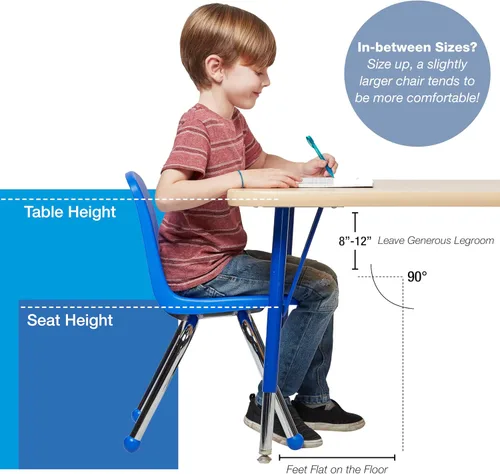 Vista 5 de FDP 15407-BL - Silla escolar apilable de 8 pulgadas con deslizadores de Azul