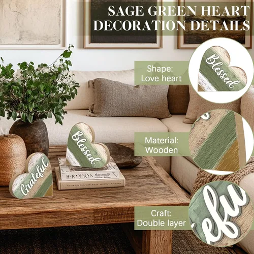 Vista 5 de Jetec 2 decoraciones rústicas para sala de estar, estante del hogar, mantel de entrada, mesa de entrada, centro de mesa cristiano, centro de mesa