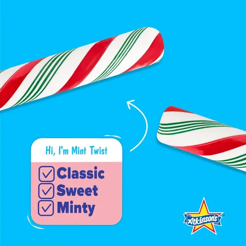 Vista 3 de Palitos retorcidos de menta Giant Peppermint, 2 lb Oversized soft candy sticks, gluten free, kosher, vegan. A nostalgic holiday treat since 1932.