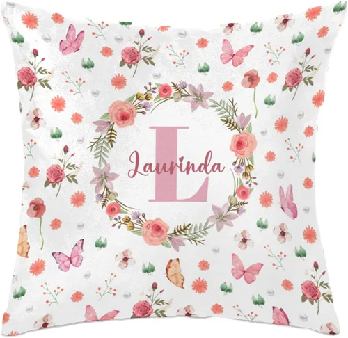 Vista 15 de Funda de almohada con nombre, funda de almohada personalizada con flores, funda de almohada cuadrada, regalos de cumpleaños para mamá, sofá, cama
