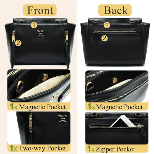 Vista 7 de miss fong Bolsa de pañales Mochila para pañales de bebé, bolsa de pañales de cuero grande Mochila y bolsa cruzada