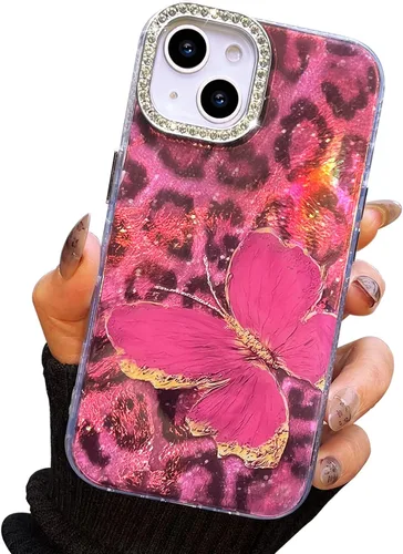 Vista 80 de I-MGAE-IN-AR Funda compacta para iPhone 11, diseño de mariposa, marco de protección de lente de cámara con diamante 3D, bonitas fundas protectoras