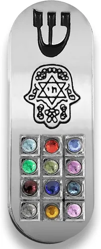 Vista 5 de TALISMAN4U Protección CAR MEZUZAH con viajeros Pergamino de oración Hamsa Hoshen Mezuza de Israel Jerusalén Arte Judaica Regalo
