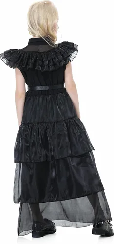 Vista 6 de Digfar Disfraz de miércoles para niñas, vestido familiar, trajes de cosplay para niños