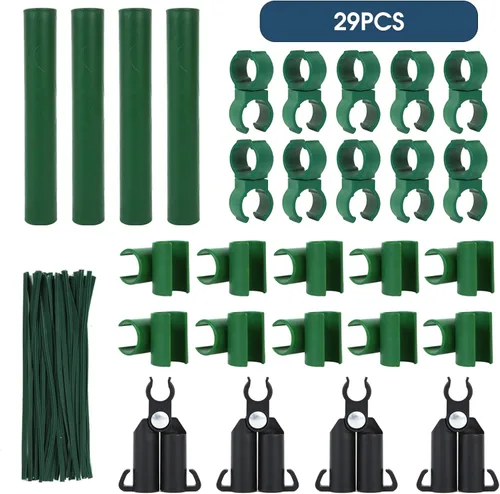 Vista 9 de Conectores de estacas de jardín ajustables, clips de plástico para varillas de 0.43 pulgadas de diámetro, juntas de conexión para jaula de tomate