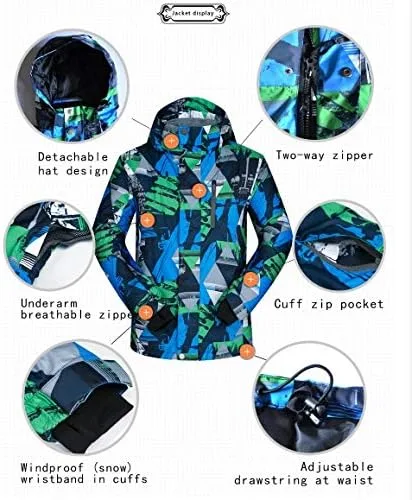 Vista 6 de NA Nuevo traje de esquí para hombre, resistente al viento, impermeable, grueso, chaqueta de snowboard para hombres y pantalones, abrigo y pantalones