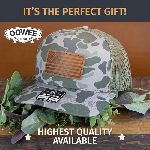 Vista 5 de Oowee - Sombrero de cuero con parche Bandera americana Richardson 112 Trucker Hat