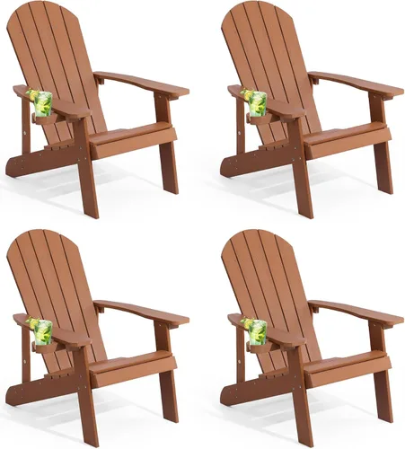 Vista 26 de Silla Adirondack, sillas de plástico resistentes a todo tipo de clima, con soporte para tazas, 5 pasos fáciles de instalar, sillas de exterior