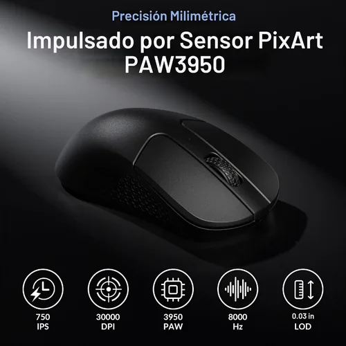 Vista 2 de Keychron M3 Mini 8K Ratón inalámbrico Bluetooth 5.3/2.4 GHz/Ratón óptico con cable, ultraligero de 55g programable con sensor PixArt 3950 hasta