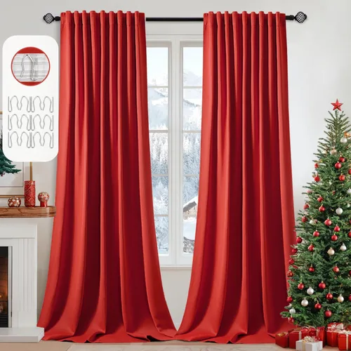 Vista 46 de MIULEE Cortinas opacas con pestaña trasera de 63 pulgadas de largo, juego de 2 paneles para sala de estar, dormitorio, privacidad, bolsillo