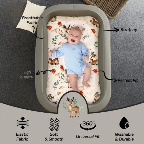 Vista 5 de Juego de 4 sábanas para moisés de madera neutra, unisex, para moisés estándar para bebés, niños o niñas