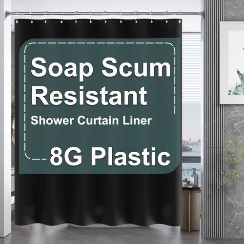 Vista 16 de AmazerBath Cortina de ducha larga de 36 x 84 pulgadas, cortina de ducha transparente de PEVA grueso resistente, cortina estrecha con 2 piedras
