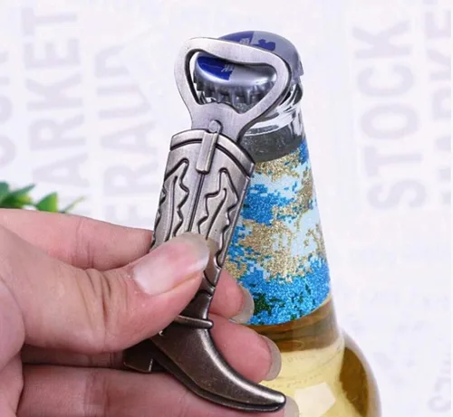 Vista 6 de Abridor de botellas para botas de vaquero para recuerdos de fiesta de boda (12 unidades, tono bronce)