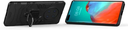 Vista 2 de Compatible con Huawei Mate 40 Pro, soporte de anillo de metal a prueba de golpes (funciona con soporte magnético para automóvil), cubierta Negro
