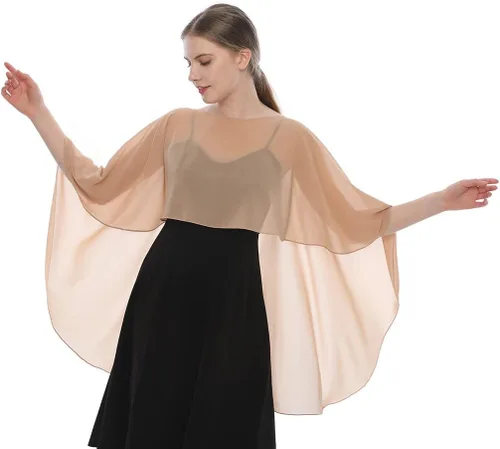 Vista 4 de LMVERNA Chal para mujer, capas formales de gasa, ligeras, transparentes, para cubrir el vestido