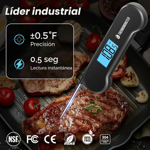 Vista 2 de Termómetro digital de lectura instantánea de 0.5 segundos para carne con precisión de ± 0.5 ℉, termómetro de alimentos para cocinar utensilios