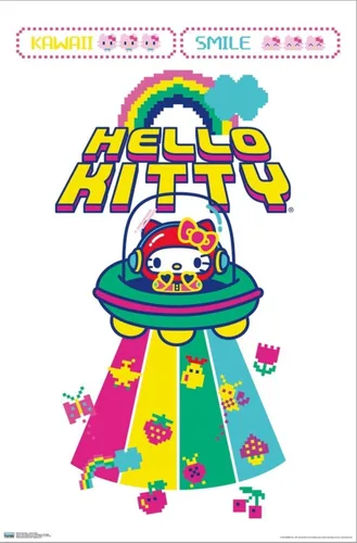 Vista 2 de Trends International Hello Kitty - Póster de pared Kawaii Alien, 14.72 x 22.37 pulgadas, lienzo estirado