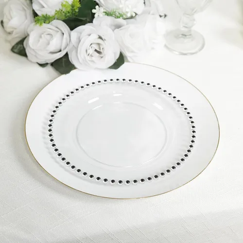 Vista 33 de Efavormart - Paquete de 10 platos de postre de plástico transparente rubor con borde de cuentas, platos redondos desechables para ensalada, 8