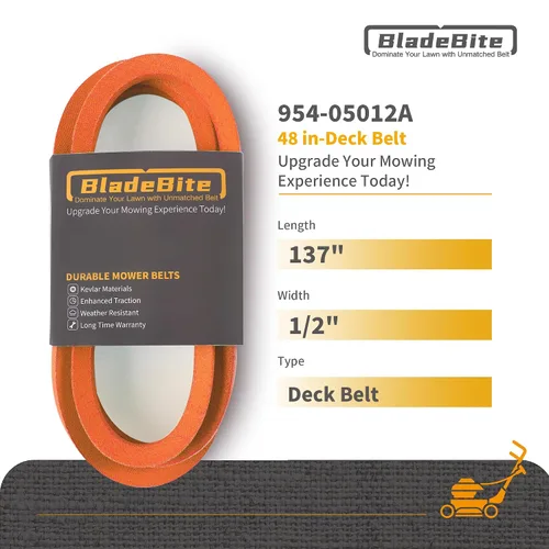 Vista 2 de Cinturón de cubierta de 48 pulgadas 954-05012A / cable de Kevlar / 1/2 x 137 pulgadas - Compatible con Cub Cadet/MTD 754-05012, 754-05012A