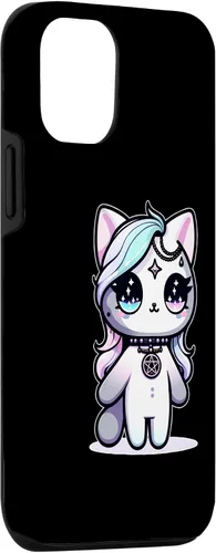 Vista 3 de Funda estética oculta espeluznante para iPhone 15 Kawaii Pastel Cat Ouija
