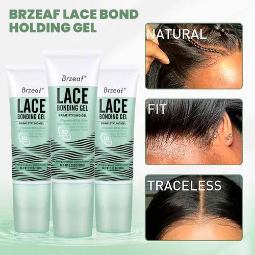 Vista 4 de Brzeaf Gel de unión de encaje (3.53 oz), pegamento de encaje para pelucas, fórmula sin pegamento y agradable al tacto, pegamento de encaje