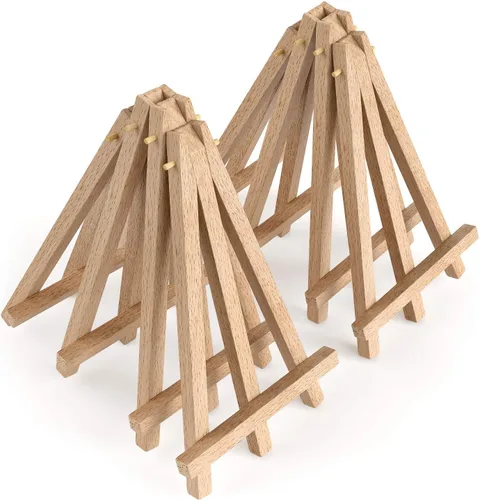 Vista 5 de ARTEZA Mini caballete de madera, paquete de 8, 8 pulgadas, soporte de exhibición ligero de madera de haya para fotos, lienzos, tarjetas de visita