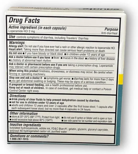 Vista 5 de Cápsulas blandas antidiarreicas - Loperamida HCl 2 mg, 24 unidades (paquete de 1), en caja por Fusion Shop Store